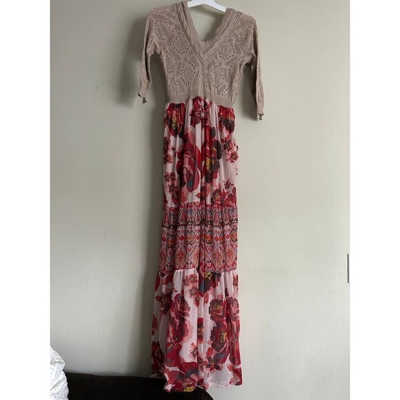 Free People Women’s Maxi Dress Boho Rose Floral Sz Small S - Picture 2 of 9